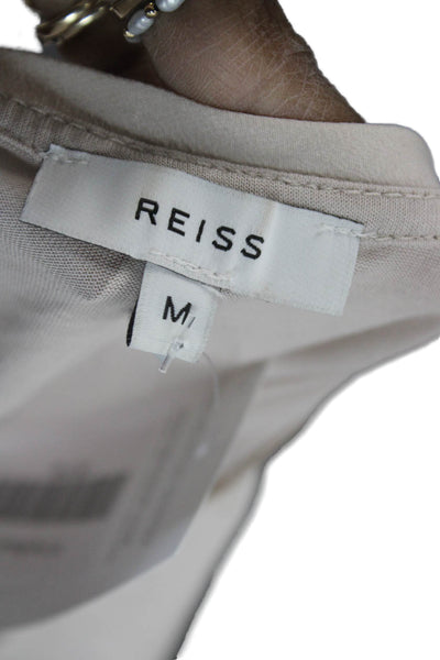 Reiss Womens Basic Silk T-Shirt Beige Sleeveless Round Neck Size M