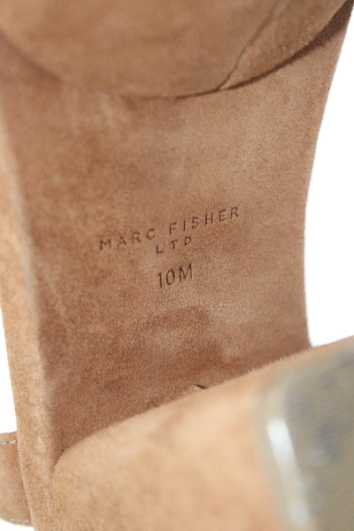 MARC FISHER LTD Womens Suede Buckled Ankle Strap Platform Sandals Brown Size 10
