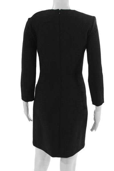 Veronica Beard Women Sheath Dress Black Long Sleeve Button Round Neck Size 0