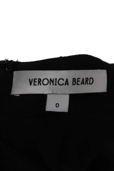 Veronica Beard Women Sheath Dress Black Long Sleeve Button Round Neck Size 0