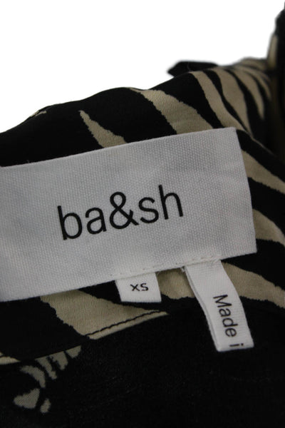 Ba&Sh Women Wrap Dress V Neck Geometric 3/4 Sleeve Knee Beige Viscose Size 2