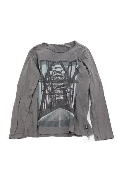 Molo Childrens Boys Graphic King Sleeves Tee Shirt Grey Cotton Size 12