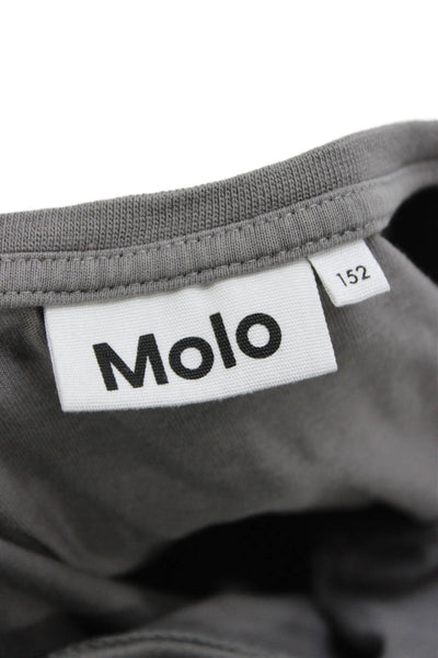 Molo Childrens Boys Graphic King Sleeves Tee Shirt Grey Cotton Size 12