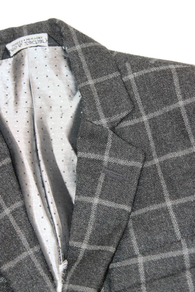 Leo & Zachary Childrens Boys Plaid Two Button Blazer Jacket Grey Size 8