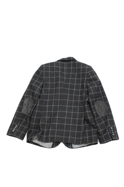 Leo & Zachary Childrens Boys Plaid Two Button Blazer Jacket Grey Size 8