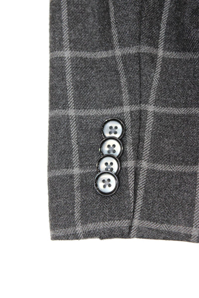 Leo & Zachary Childrens Boys Plaid Two Button Blazer Jacket Grey Size 8