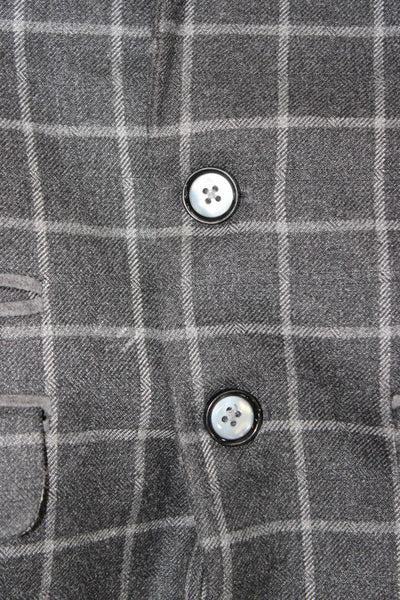 Leo & Zachary Childrens Boys Plaid Two Button Blazer Jacket Grey Size 8