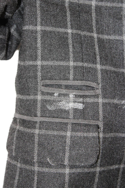 Leo & Zachary Childrens Boys Plaid Two Button Blazer Jacket Grey Size 8