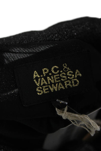 APC & Vanessa Seward Women Black Silk Blend Collared Blouse Long Sleeve Size L