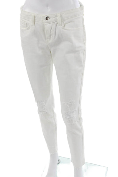 L'Agence Women Skinny Cropped White Jeans Size 29
