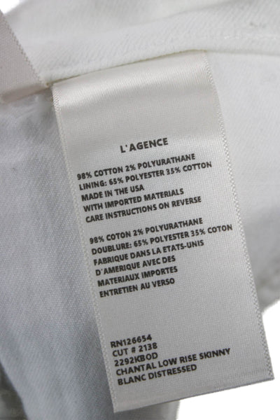 L'Agence Women Skinny Cropped White Jeans Size 29