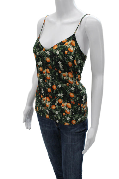 Equipment Femme Women Green Floral Silk V-Neck Camisole Sleeveless Size XS