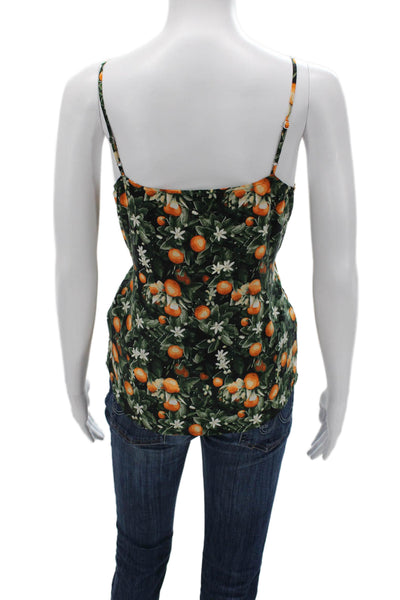 Equipment Femme Women Green Floral Silk V-Neck Camisole Sleeveless Size XS