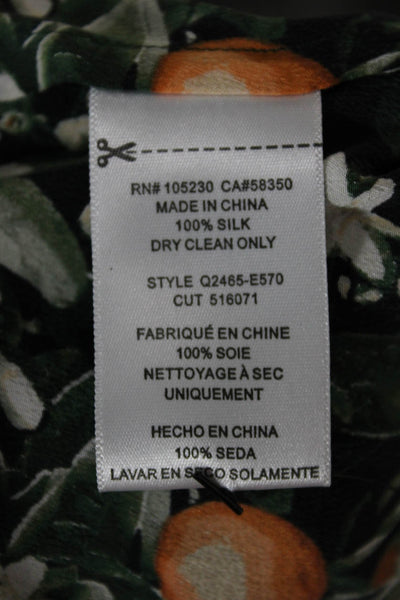 Equipment Femme Women Green Floral Silk V-Neck Camisole Sleeveless Size XS