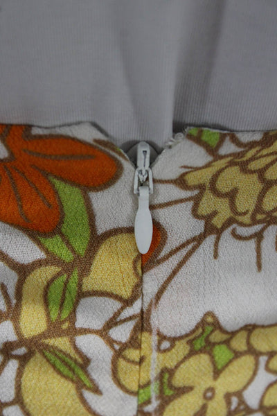 Rahi Womens Straight Pencil Skirt Orange Floral Rayon Midi Size S