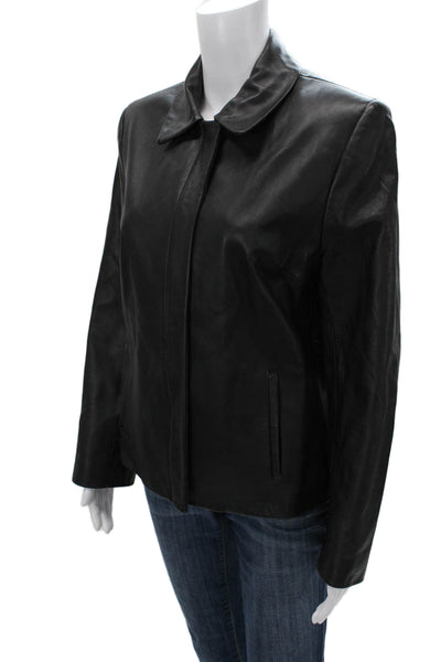 Valerie Stevens Women Black Collared Long Sleeve Solid Classic Jacket Size M