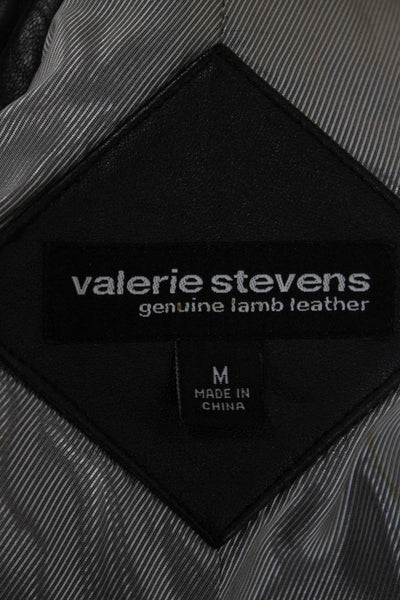 Valerie Stevens Women Black Collared Long Sleeve Solid Classic Jacket Size M