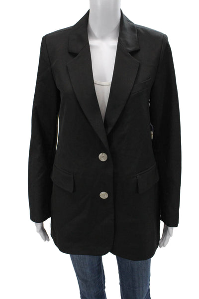 Vince Camuto Women Black Collared Blazer Long Sleeve Polyester Spandex Size 4
