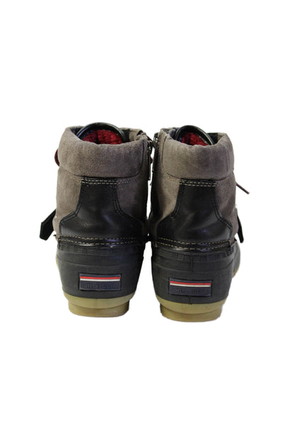 Tommy Hilfiger Womens Suede Lace Up Snow Boots Grey Black Size 7 Medium