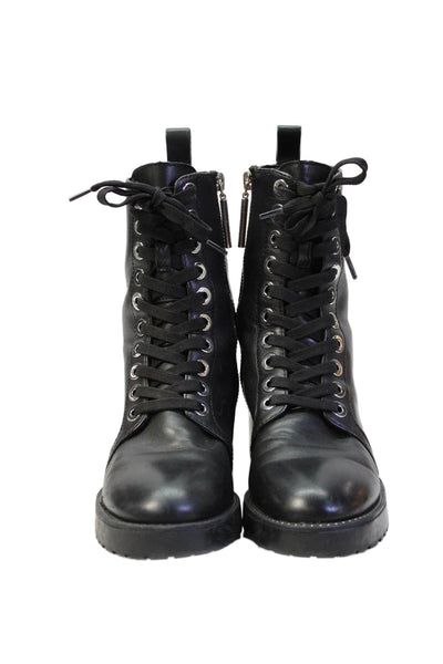 Zara Woman Womens Leather Micro Studded Biker Ankle Boots Black Size 37 7