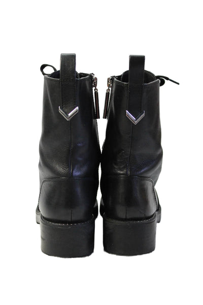 Zara Woman Womens Leather Micro Studded Biker Ankle Boots Black Size 37 7