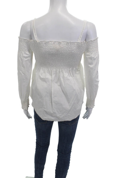 Rebecca Taylor Womens White Cotton Button Up Boho Long Sleeve Blouse Size 00