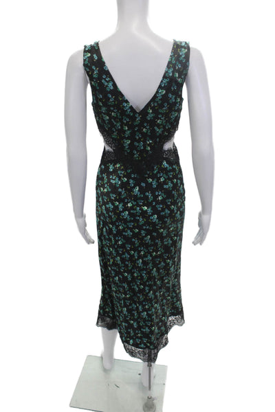 Rails Womens Slip Dress Black Floral V Neck Knee Length Sleeveless Size XS