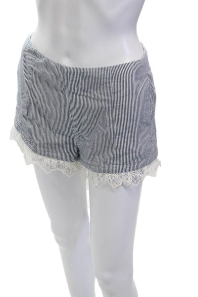Rag & Bone Unisex Blue Striped Silk Cotton Beach Shorts Size 2