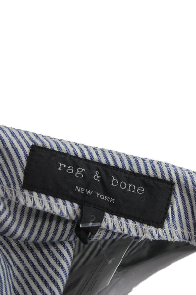 Rag & Bone Unisex Blue Striped Silk Cotton Beach Shorts Size 2