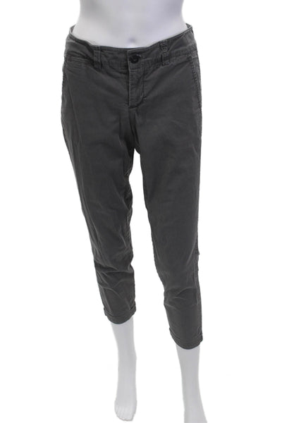 Vince Women Cropped Ankle Chino Pants Dark Gray Button Size 0