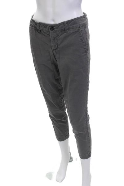 Vince Women Cropped Ankle Chino Pants Dark Gray Button Size 0