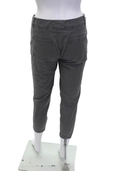 Vince Women Cropped Ankle Chino Pants Dark Gray Button Size 0