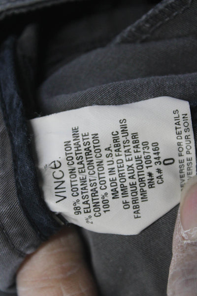 Vince Women Cropped Ankle Chino Pants Dark Gray Button Size 0