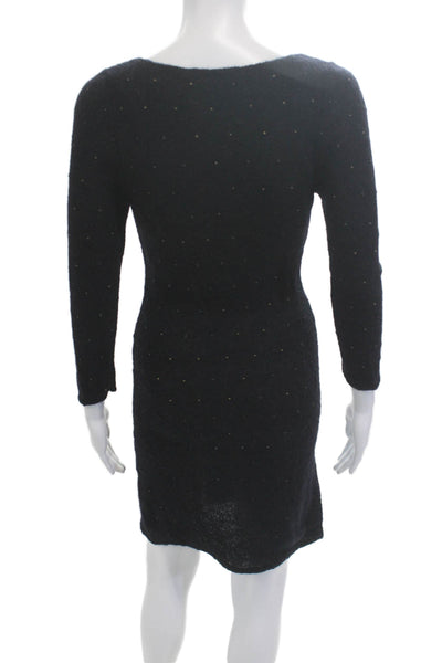 Maje Women Bodycon Sweater Dress Black Polka Dot 3/4 Sleeve Size 2