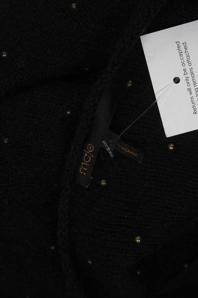 Maje Women Bodycon Sweater Dress Black Polka Dot 3/4 Sleeve Size 2