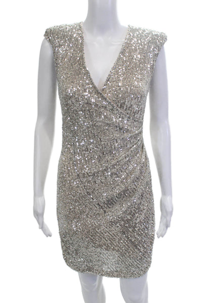 Maje Womens Bodycon Mini Dress Beige Size 2