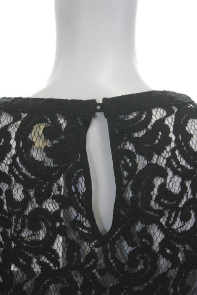 Michael Michael Kors Womens Black Button Round Neck Blouse Short Sleeve Size M