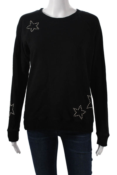 Monrow Unisex Pullover Sweaters Black Cotton Crew Neck Long Sleeve Size XS