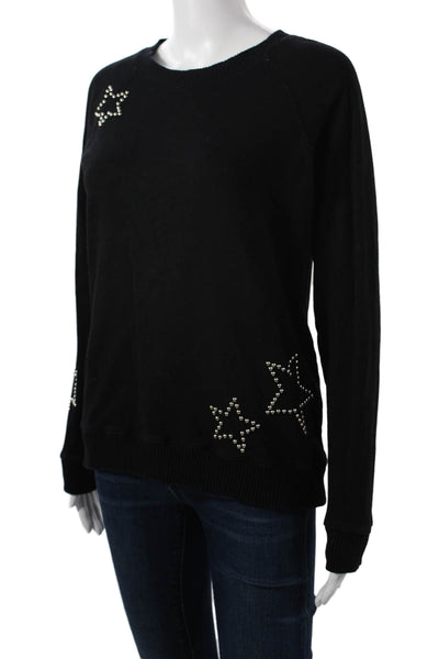 Monrow Unisex Pullover Sweaters Black Cotton Crew Neck Long Sleeve Size XS
