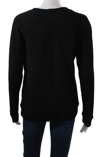 Monrow Unisex Pullover Sweaters Black Cotton Crew Neck Long Sleeve Size XS
