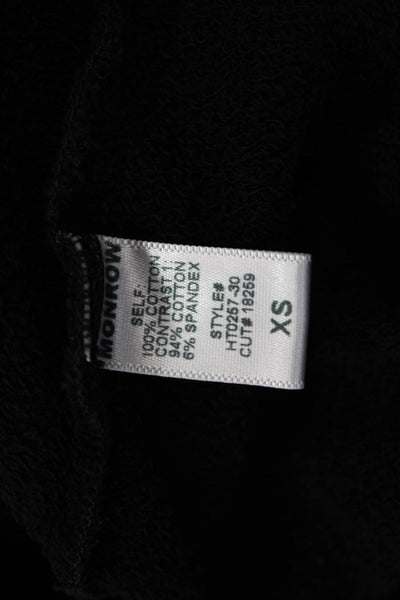 Monrow Unisex Pullover Sweaters Black Cotton Crew Neck Long Sleeve Size XS