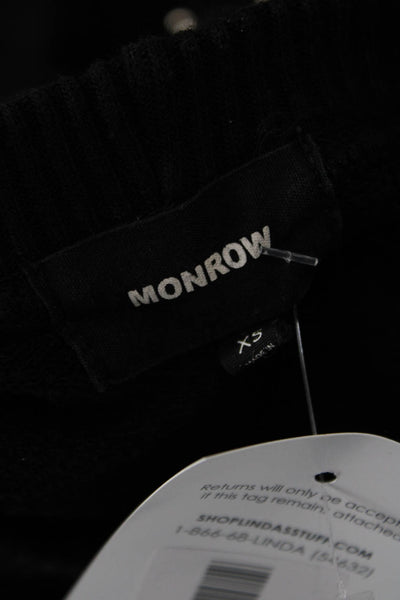 Monrow Unisex Pullover Sweaters Black Cotton Crew Neck Long Sleeve Size XS