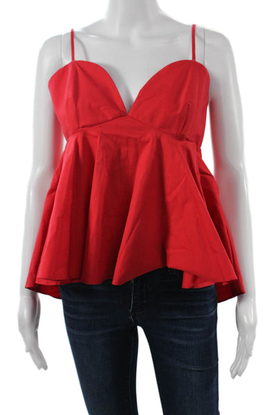 Milly Womens Red V-Neck Camisole Cotton Blend Sleeveless Size 8