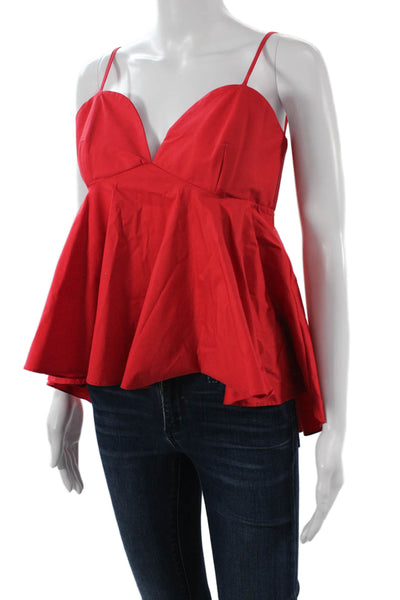 Milly Womens Red V-Neck Camisole Cotton Blend Sleeveless Size 8