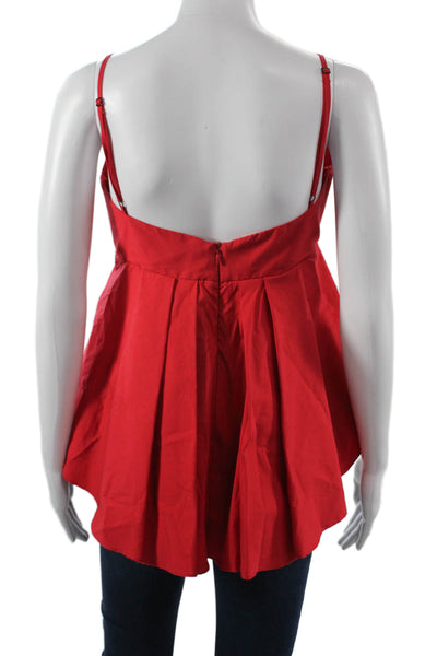 Milly Womens Red V-Neck Camisole Cotton Blend Sleeveless Size 8