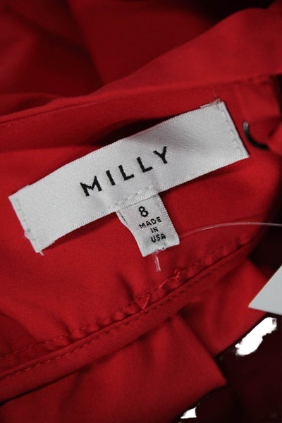 Milly Womens Red V-Neck Camisole Cotton Blend Sleeveless Size 8