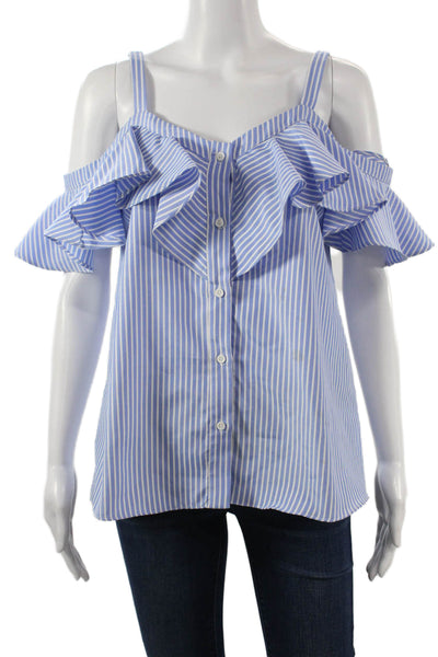 Endless Rose Women Blue Striped Button Up Blouse Long Sleeve Size S
