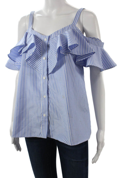 Endless Rose Women Blue Striped Button Up Blouse Long Sleeve Size S