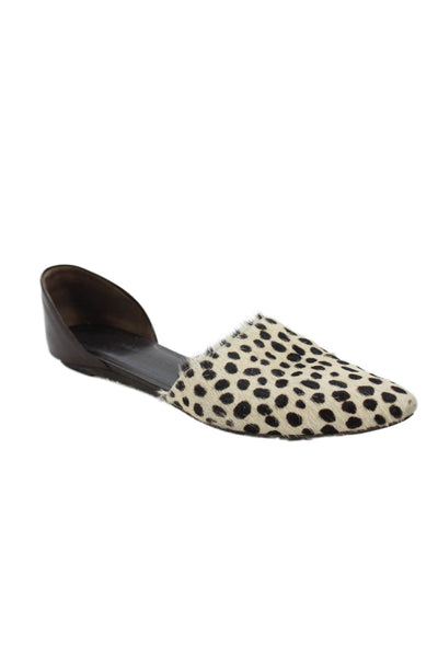 Jenni Kayne Womens Leather Animal Print D'Orsay Flats White Brown Size 7.5