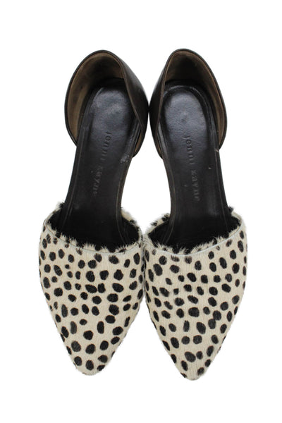 Jenni Kayne Womens Leather Animal Print D'Orsay Flats White Brown Size 7.5